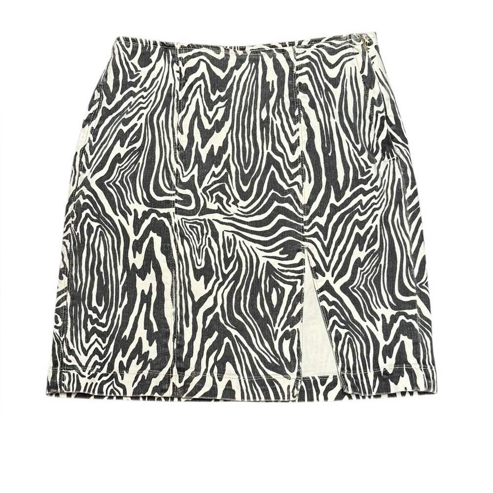 MOTHER Zebra Print Mini Skirt in Black and White